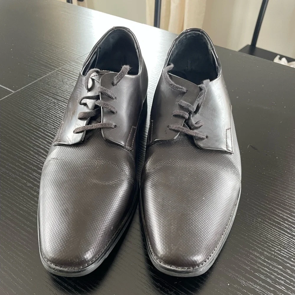 Calvin Klein Mens Ripley Brown Leather Lace Up Oxford Dress Shoes Size US 11